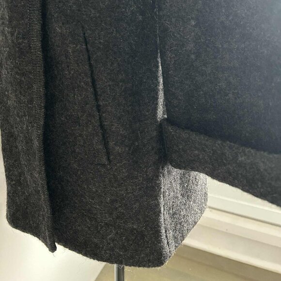 Paul Costelloe Charcoal Wool Felt Minimalist Jacket with Fold Collar – US 8 - Picture 10 of 12